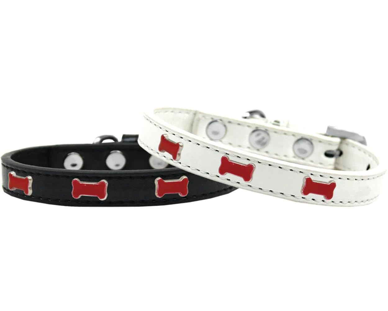 Dog, Puppy & Pet Widget Fashion Collar, &quot;Red Bone&quot; Black 14