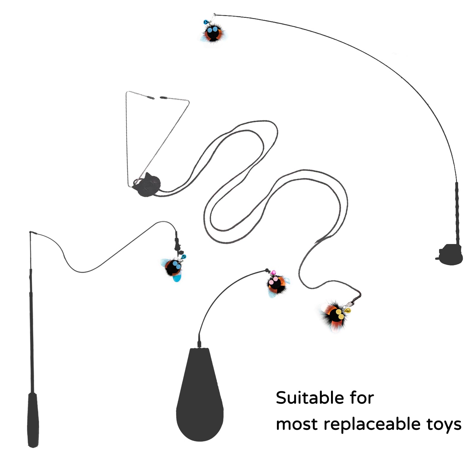 Mooipur Cat Toy Insect Replacements, 6 Pcs Small Fly Set For Cat Wand Toys, Cat Door Hang Toys, Bug Refills With Bells, Handmade