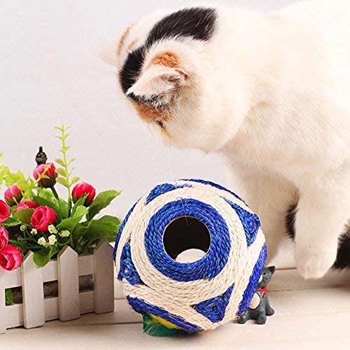 Woofy Cat Scratching/Chewing Ball Toy With Tinkle Sound Bell Inside The Ball (Diameter5 Inches)  Color May Vary
