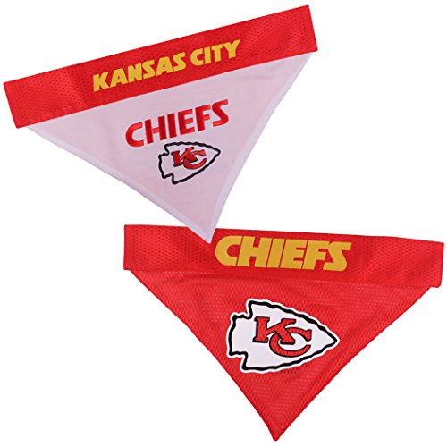 Pets First NFL DOG BANDANA - KANSAS CITY CHIEFS REVERSIBLE PET BANDANA. 2 Sided Sports Bandana with a PREMIUM Embroidery TEAM LO