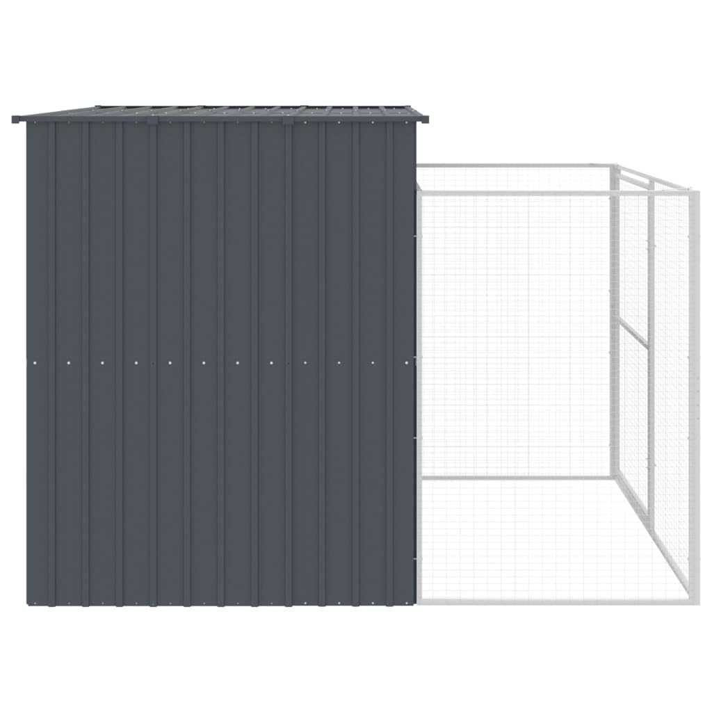 vidaXL Dog House with Run Anthracite 84.3x99.6x71.3 Galvanized Steel