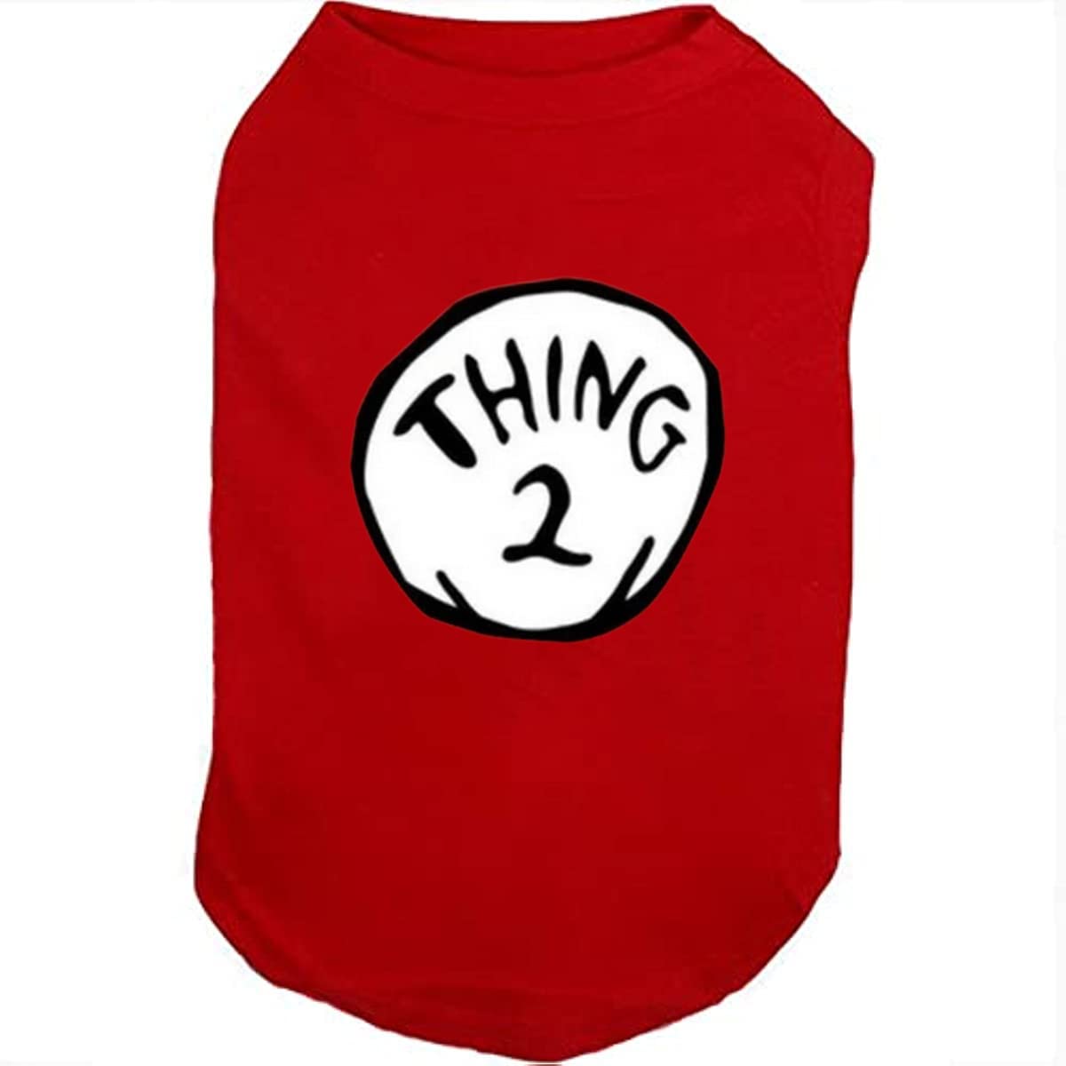 Sueosu Dog Shirts For Pet Clothes Soft Breathable Puppy Shirts Pop Culture Thing 1 To Thing 9 Printed Pet T-Shirt (Red-2, X-Smal
