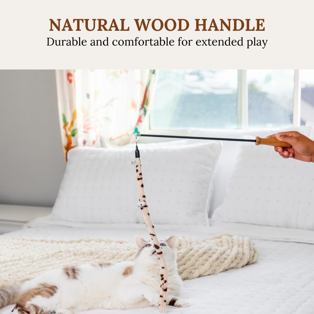Gadgetsology Cat Toys Set Cat Toy Wand Fishing Pole Retractable Teaser & Fuzzy Worm Interactive Kitten Toys Wand Attachments