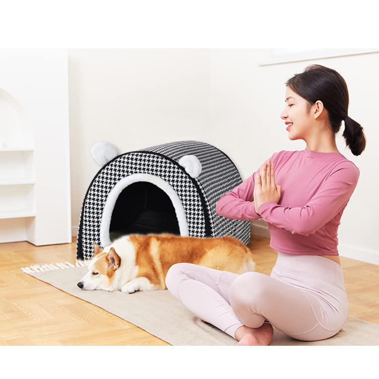 Dog Bed Or Cat Bed,2 Ways To Use,Indoor Pet House With Fluffy Mat,Removable And Washable Cover,Non-Slip Bottom,For Cats And Smal