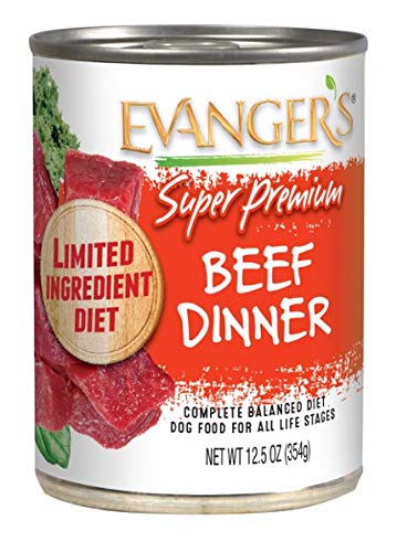 Evangers Super Beef Dinner for Dogs - 12 Count, 12.5 oz Each - Grain Free Wet Dog Food with Spinach & Kale - All Life Stages - 