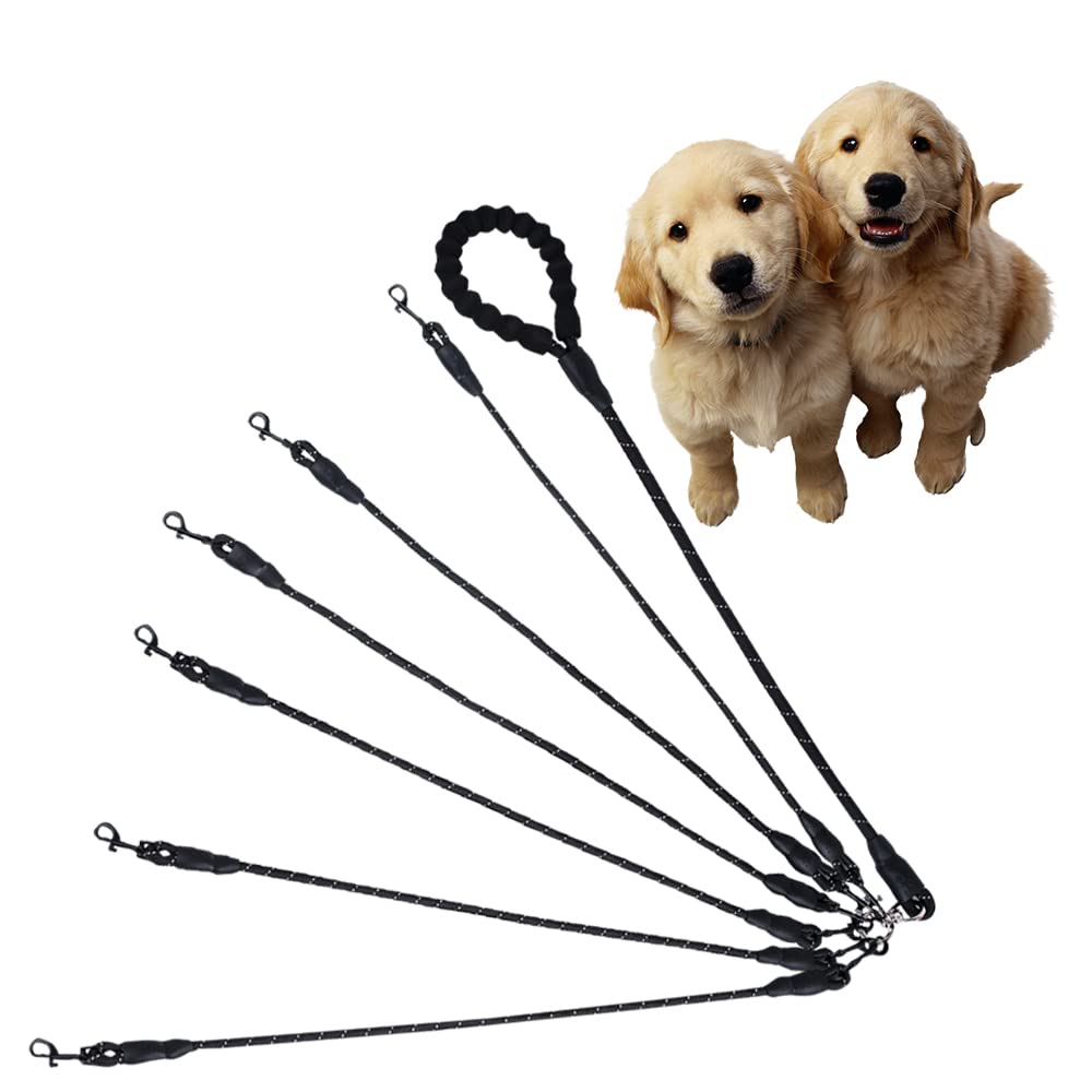 Six Dog Leash,Comfortable Double Dog Leash With Reflective,360 Swivel No Tangle 6 Dog Training Leash,For Large Medium Small Dogs