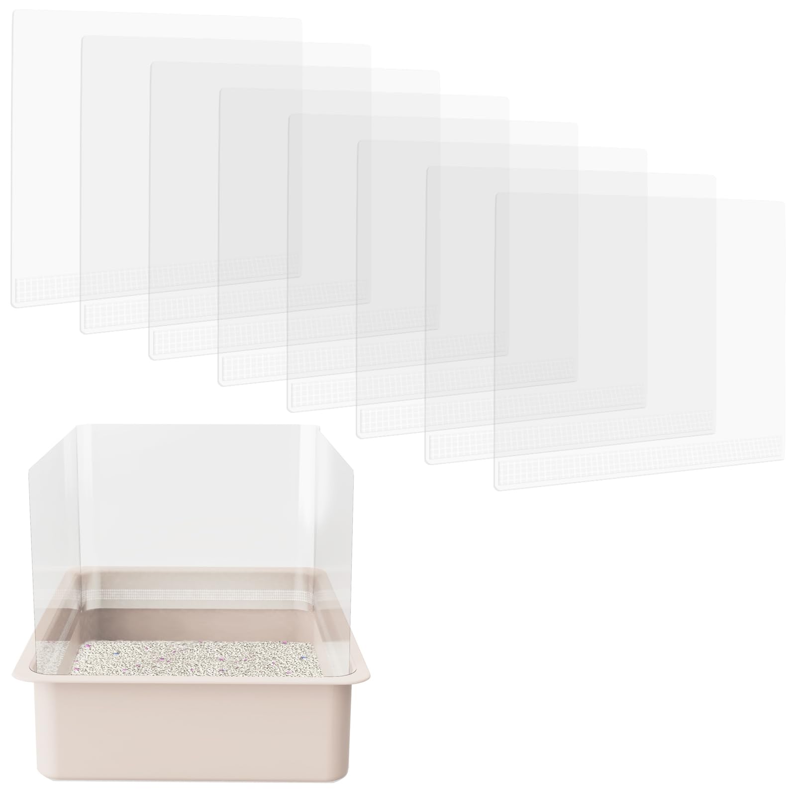 Qnbcaa 8Pcs Cat Litter Box Pee Shields - Open Top Litter Box Splash Guard Privacy Screen Transparent Easy Clean 14.5 * 11.5In