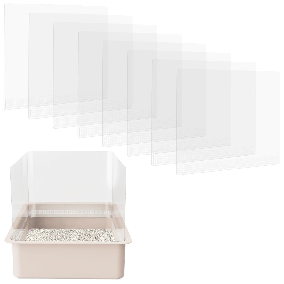 Qnbcaa 8Pcs Cat Litter Box Pee Shields - Open Top Litter Box Splash Guard Privacy Screen Transparent Easy Clean 14.5 * 11.5In