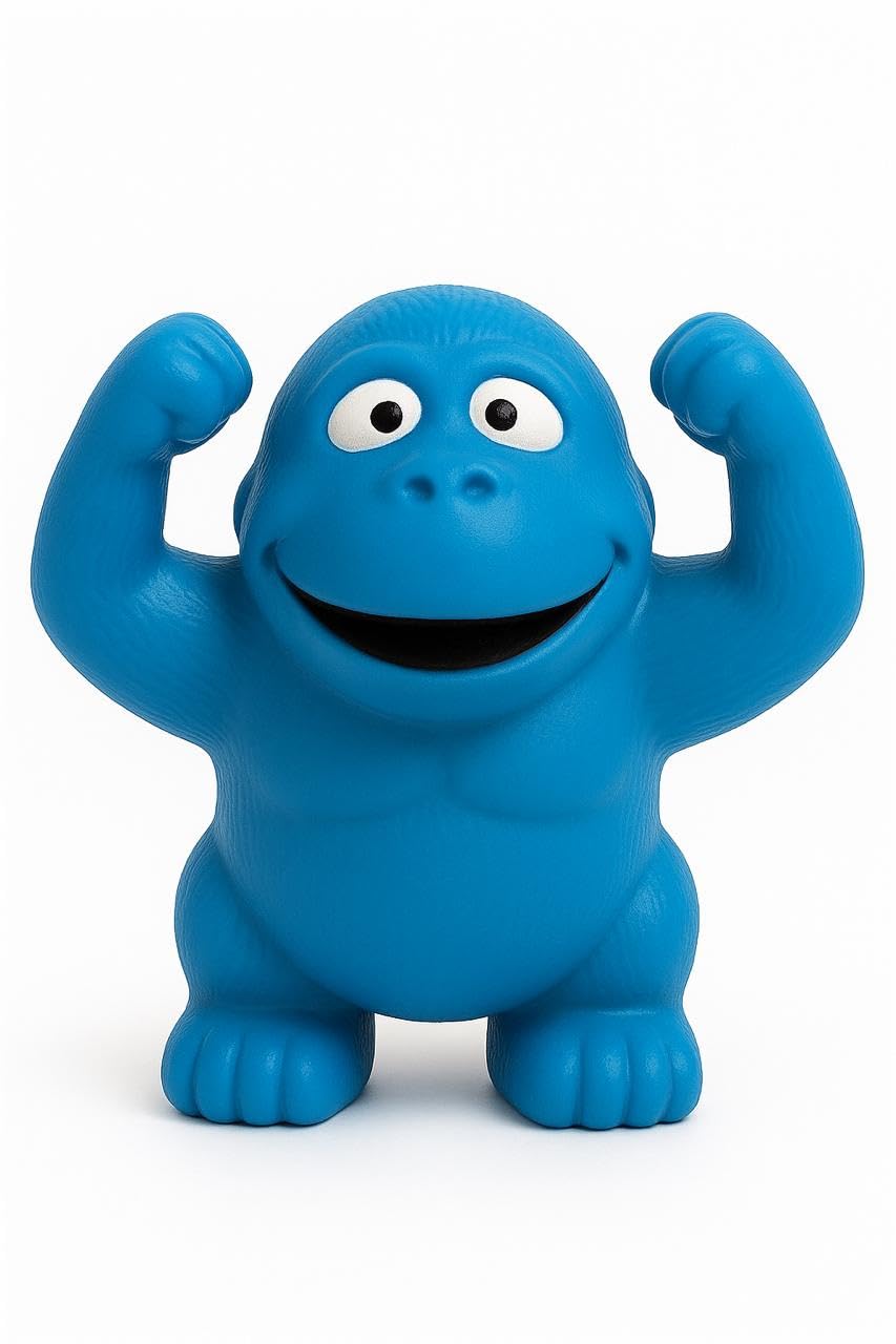 WAGGYTAILS Durable Electric Blue Gorilla TPR Squeaky Toy for Dogs (Made in U.S.A) Interactive Chew Toy, Fun Play, Teeth Cleaning