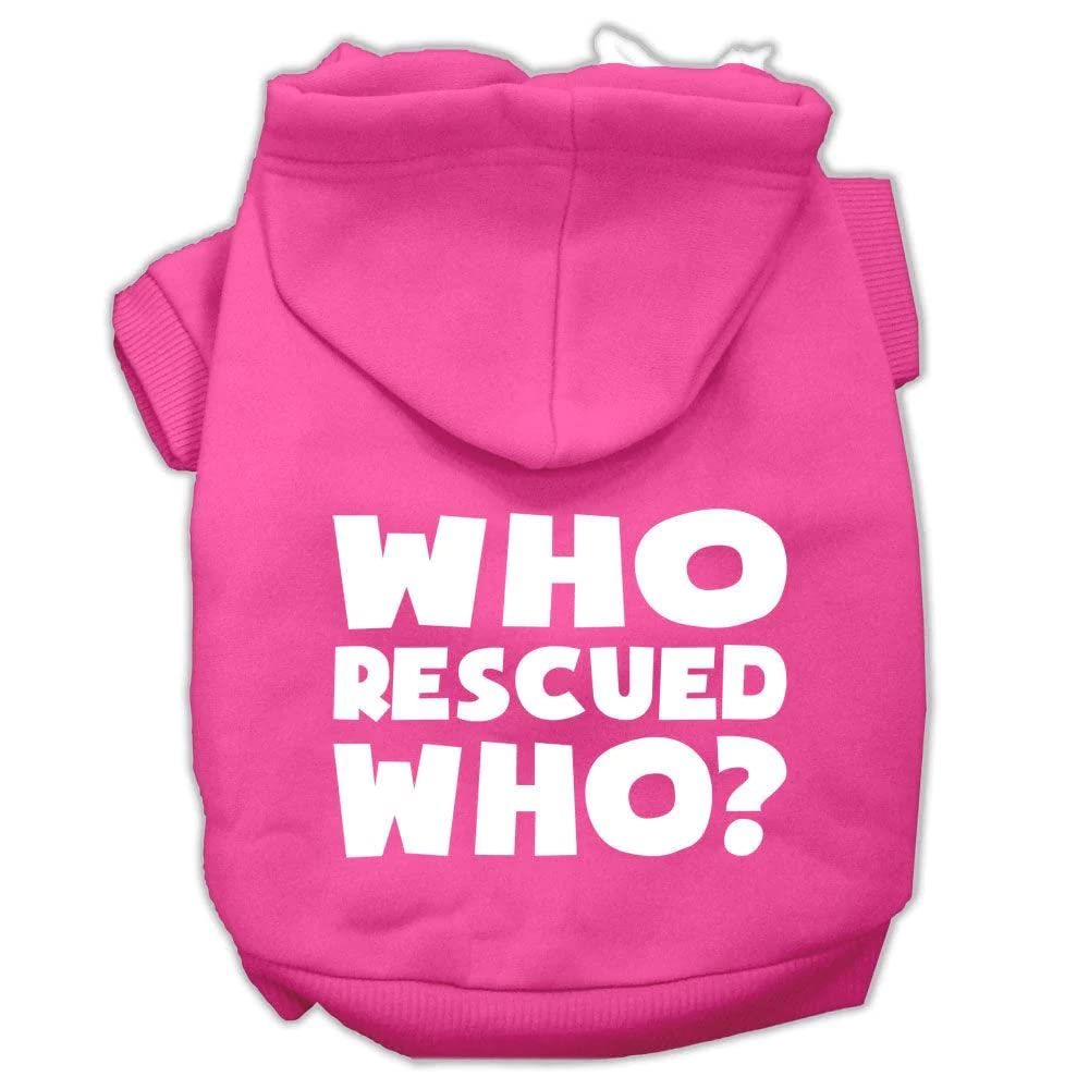 Mirage Pet Products Who Rescued Who Screen Print Pet Hoodies, Xx-Large, Light Pink