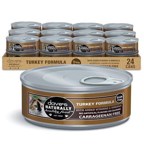 Dave'S Pet Food Grain Free Wet Cat Food Pate (Turkey), Made In Usa Naturally Healthy Canned, Added Vitamins & Minerals, Carrageenan-Free, 5.5 Oz Cans (24 Pack)