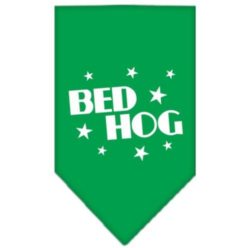 Pet and Dog Bandana Screen Printed, &quot;Bed Hog&quot; Emerald Green Large