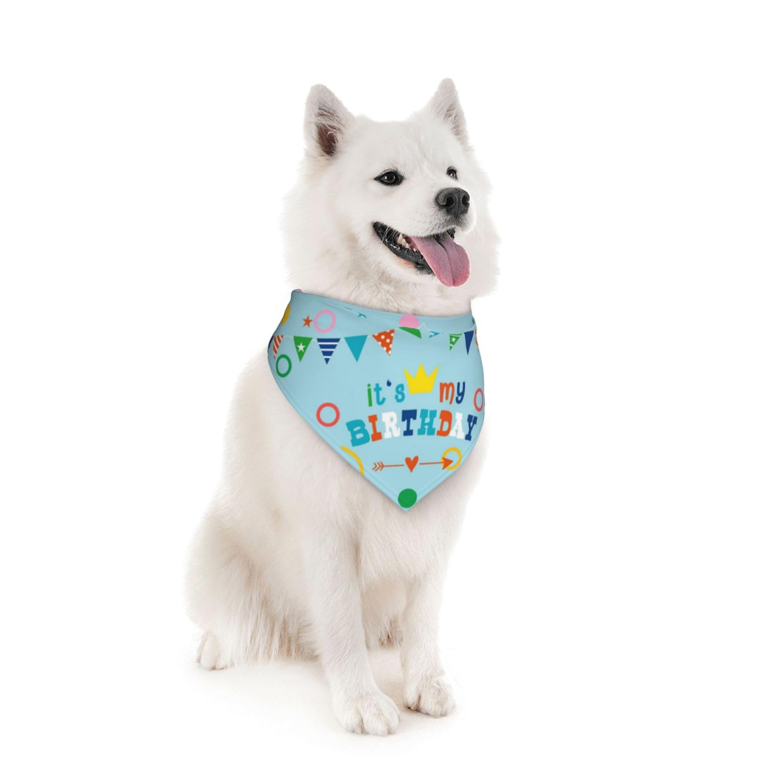 It'S My Birthday Blue Dog Bandana Scarf Triangle Bibs Pet Accessories Cat Kerchief