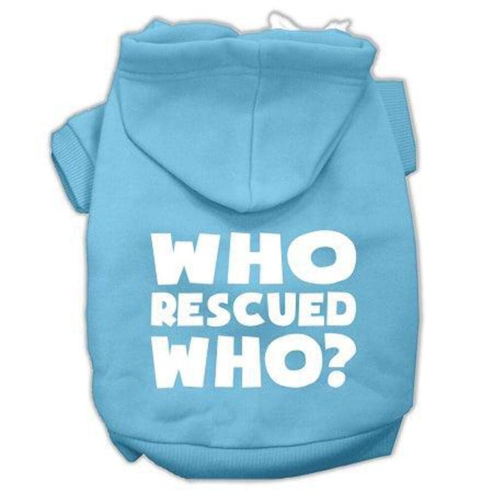 Mirage Pet Products Who Rescued Who Screen Print Pet Hoodies, Small, Red