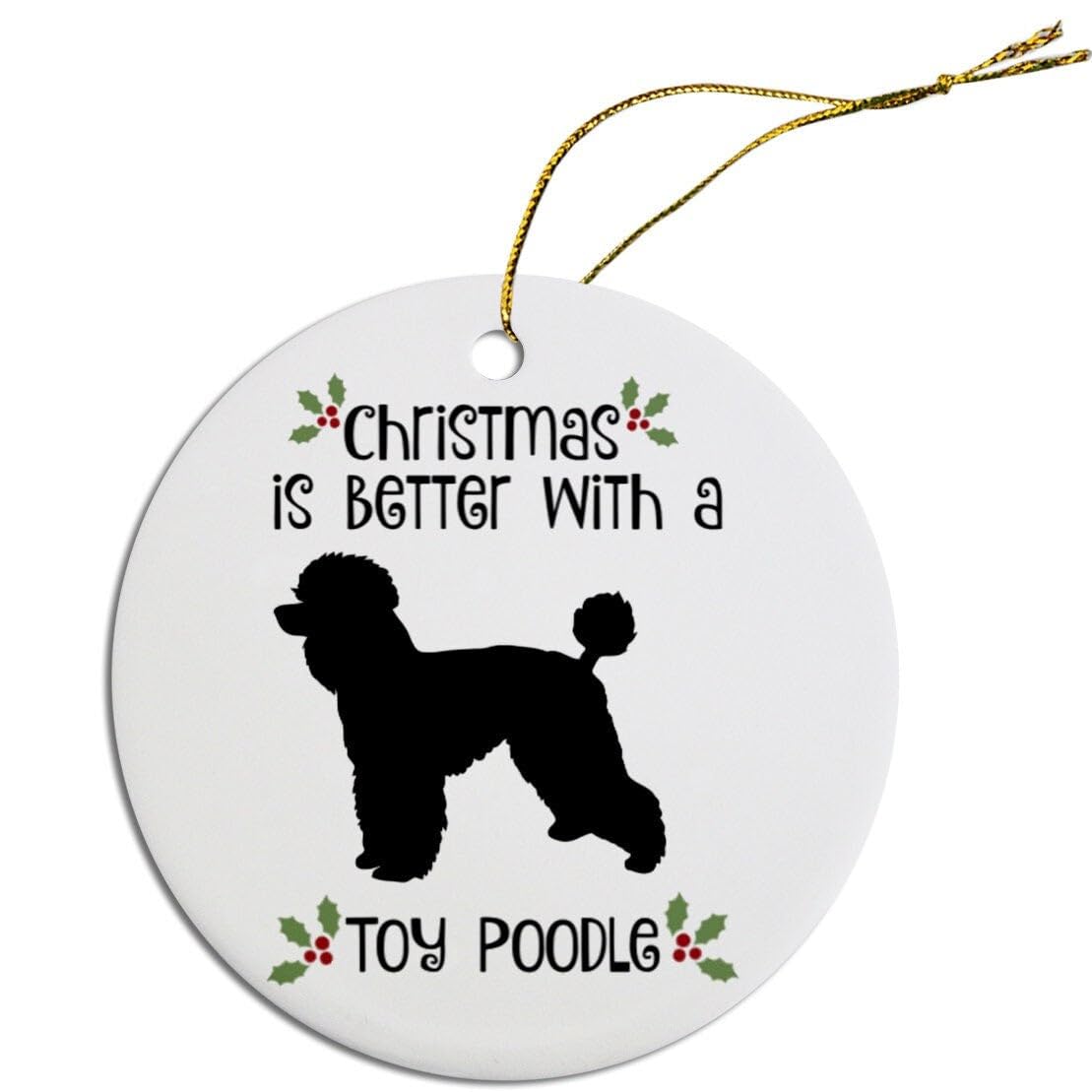 Dog Breed Specific Round Christmas Ornament, &quot;Toy Poodle&quot;