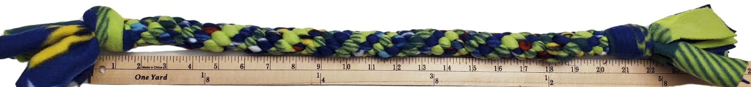 Dog Puppy Tug Pull Toy Rope Play Durable Interactive Entertaining Heavy Duty Fleece Round Square Braid by KNOTS SO FAST (Blue Gr