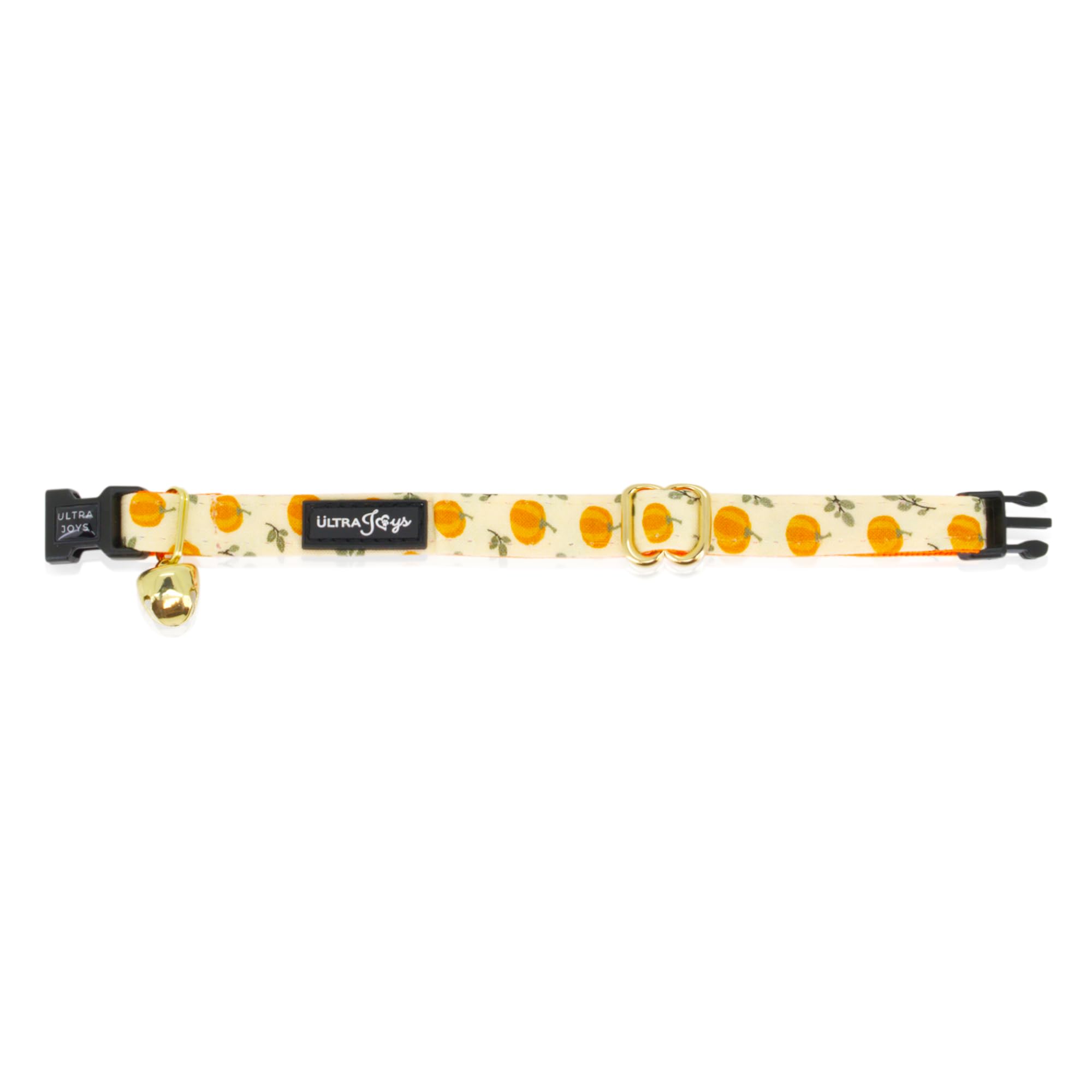 Ultra Joys Breakaway Cat Collar With Bells - For Boys & Girls, Kittens - With Bandana Pumpkin Small