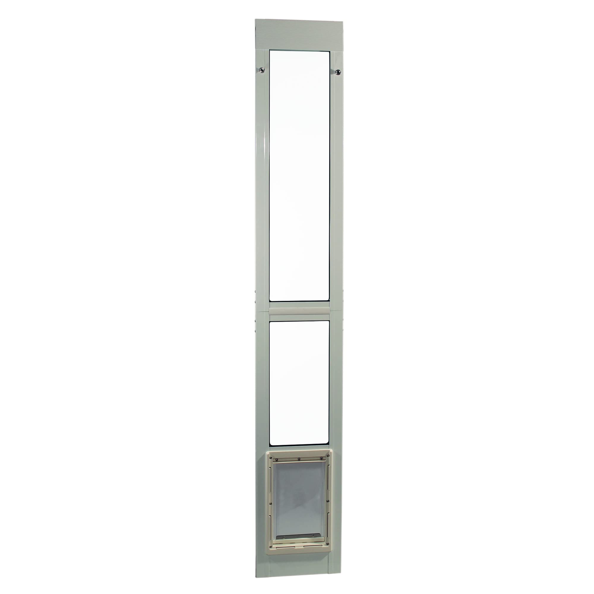 Ideal Pet 96    Aluminum 2-Piece Modular Pet Patio Door With Single Pane Glass And Clear Flexible Flap, For Cats Or Dogs, 7'' X 