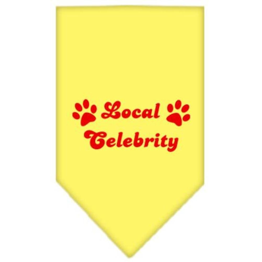 Pet and Dog Bandana Screen Printed, &quot;Local Celebrity&quot; Yellow Small