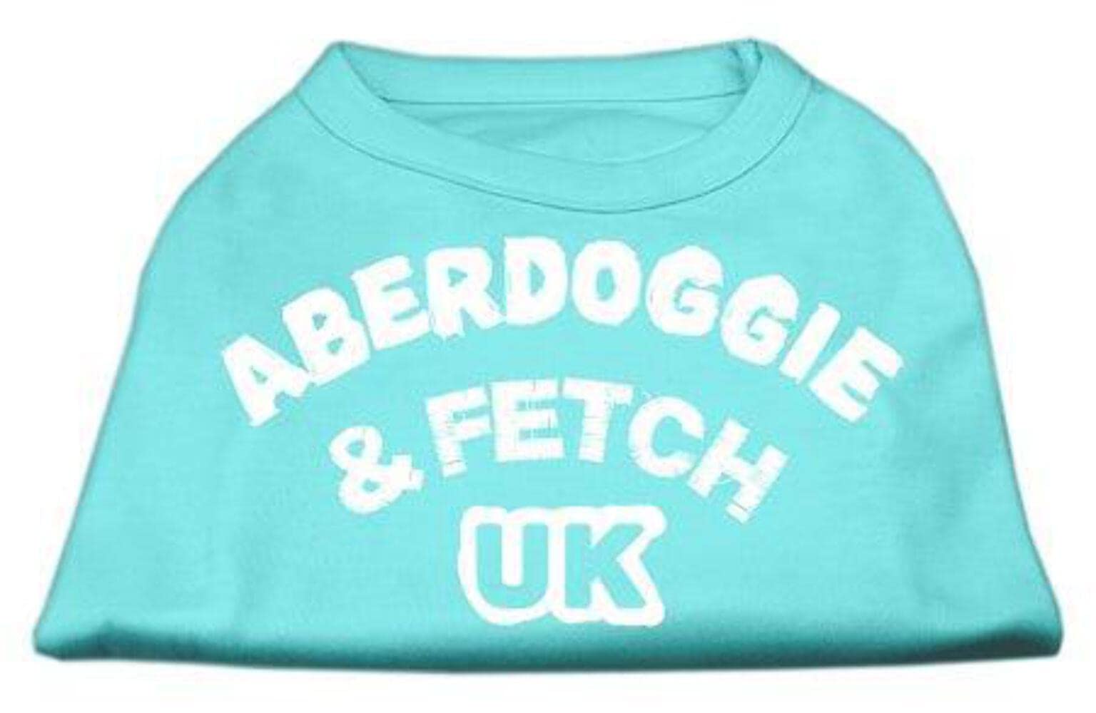 Pet Dog & Cat Shirt Screen Printed, 'Aberdoggie And Fetch Uk' Baby Blue Xl (14-20 Lbs.)