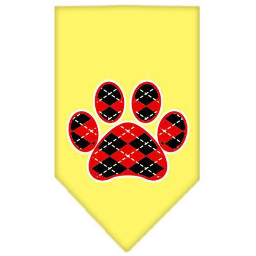 Mirage Pet Products Argyle Paw Red Screen Print Bandana for Pets, Small, Yellow