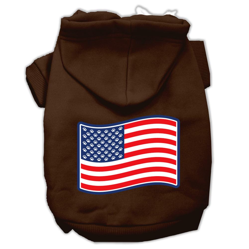Mirage Pet Products Paws & Stripes Screen Print Pet Hoodies, Medium, Brown