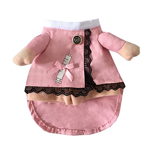 Mikayoo Dog Nurse Costume, Pink Polyester, Size L, Halloween