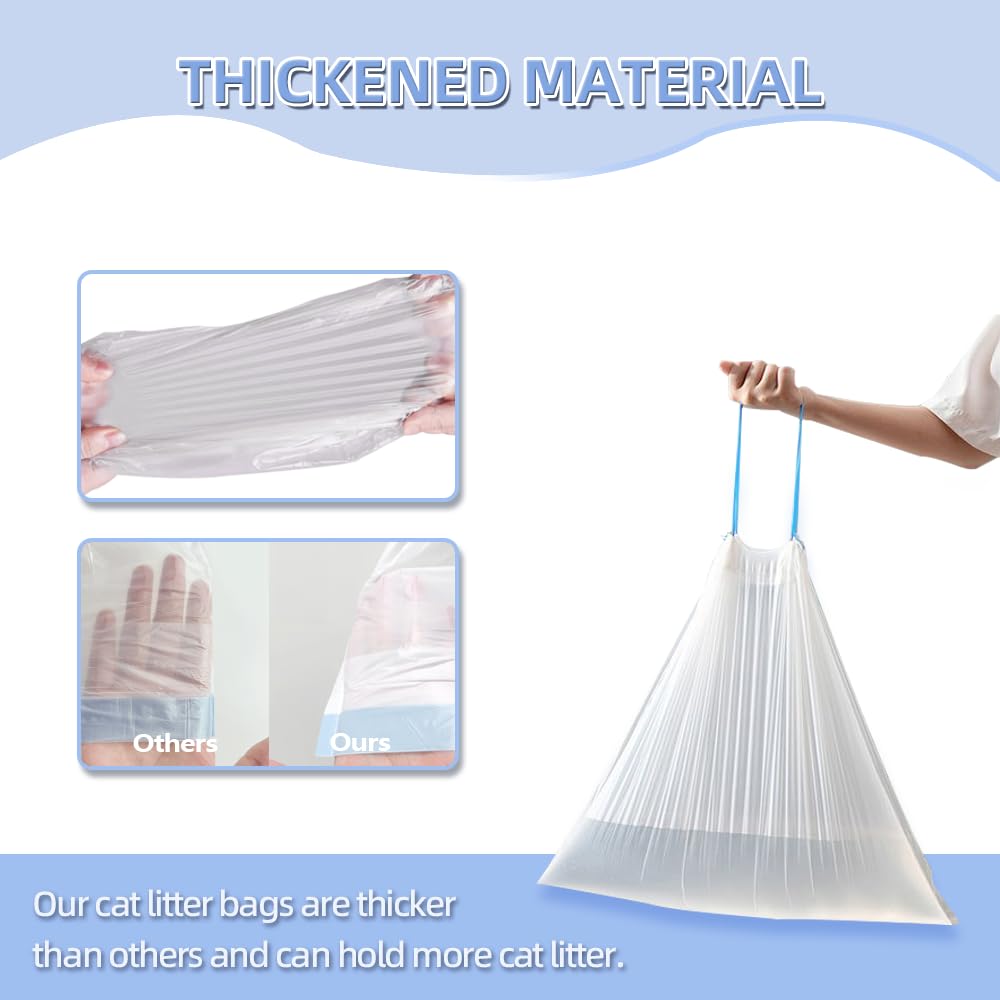 Ferypet 100 Packs Cat Litter Bags With Drawstring, Compatible With Litter-Robot 3/4 Cat Litter Box, Replacement Waste Bags Eplac