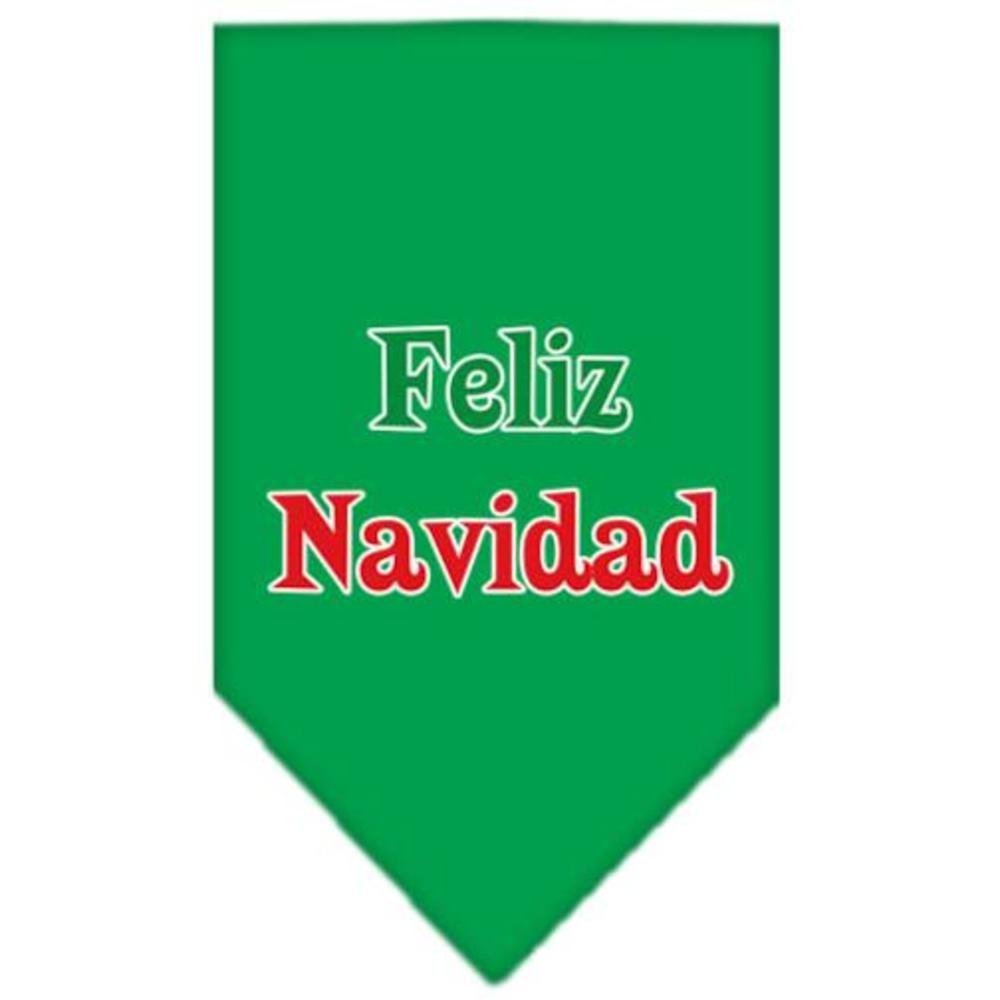 Christmas Pet and Dog Bandana Screen Printed, &quot;Feliz Navidad&quot; Emerald Green Large