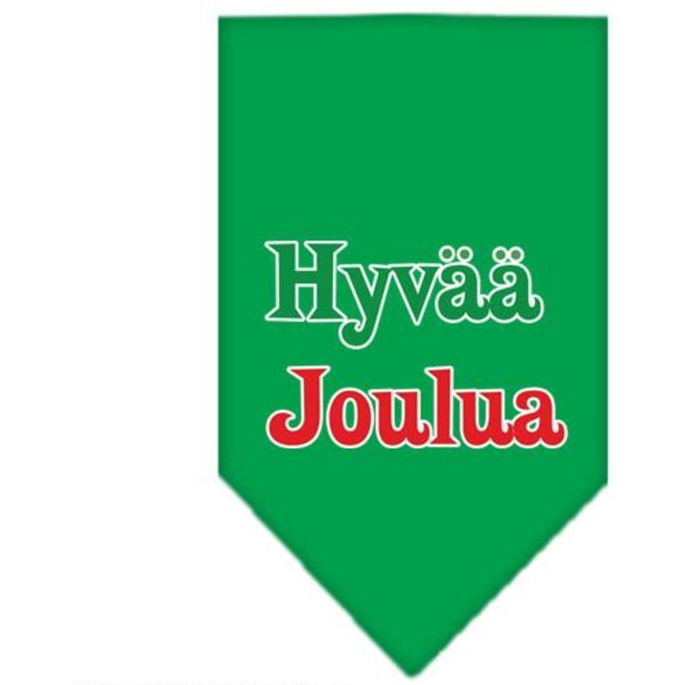 Christmas Pet and Dog Bandana Screen Printed, &quot;Hyvää Joulua&quot; Emerald Green Large