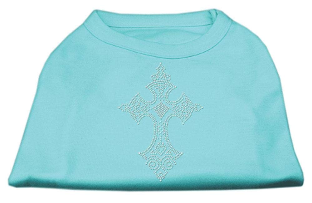 Mirage Pet Products Rhinestone Cross Shirt, X-Large, Aqua