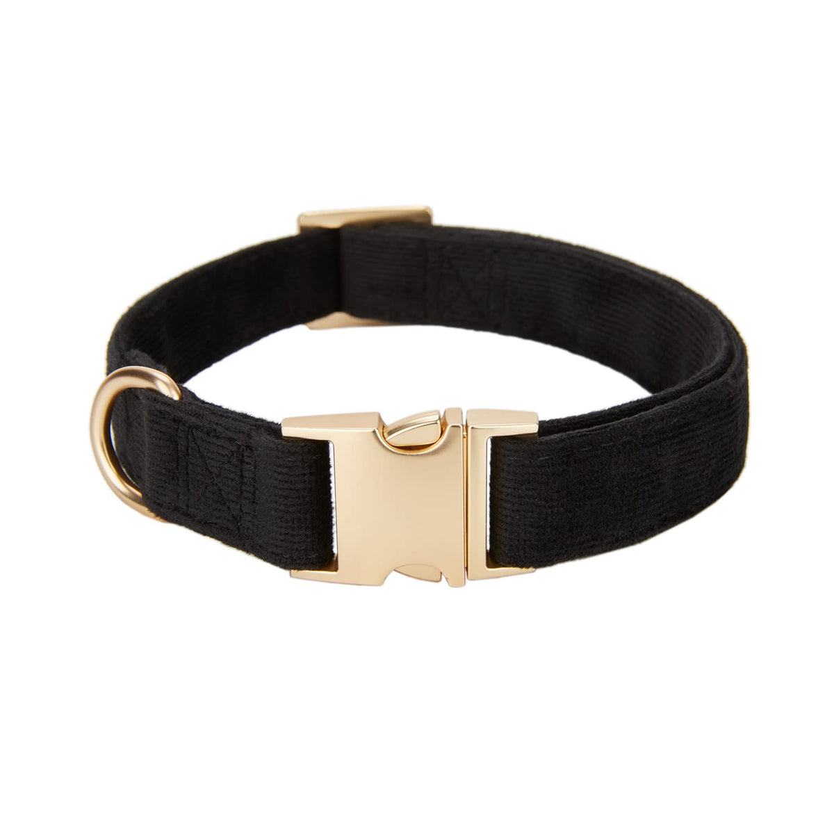 YUDOTE Soft Cotton Dog Collar with Metal Buckle Adjustable Heavy Duty Comfy Corduroy Collars for Small Medium Large Dogs,Black,S