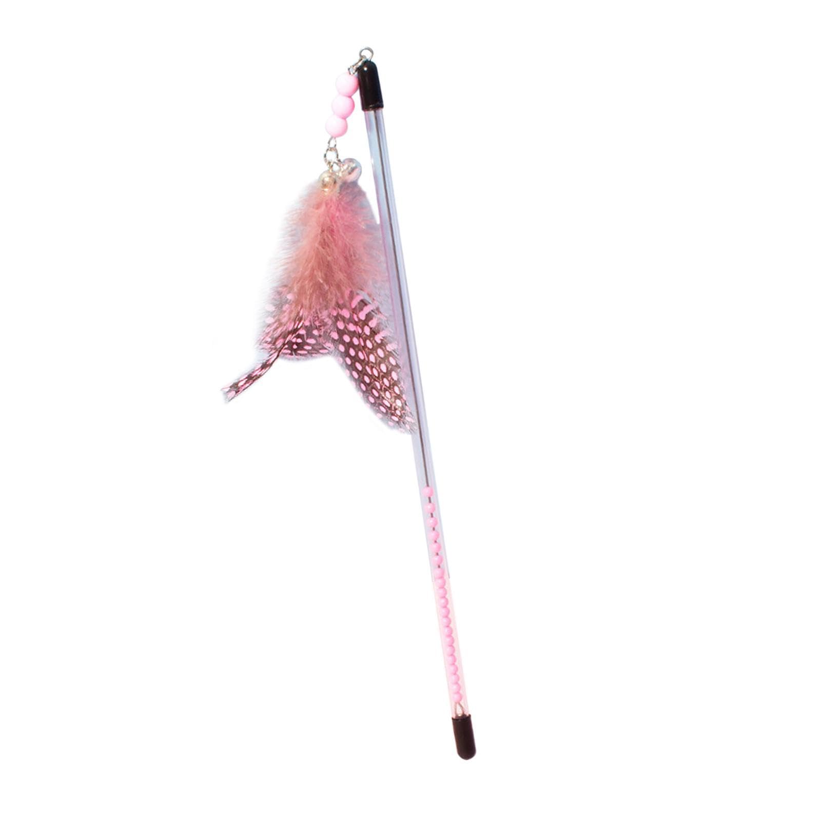 Ecomistiq Cat Toy Portable Training Teaser Stick For Kitty Cats Indoor Pink| Toys| Supplies |Pet