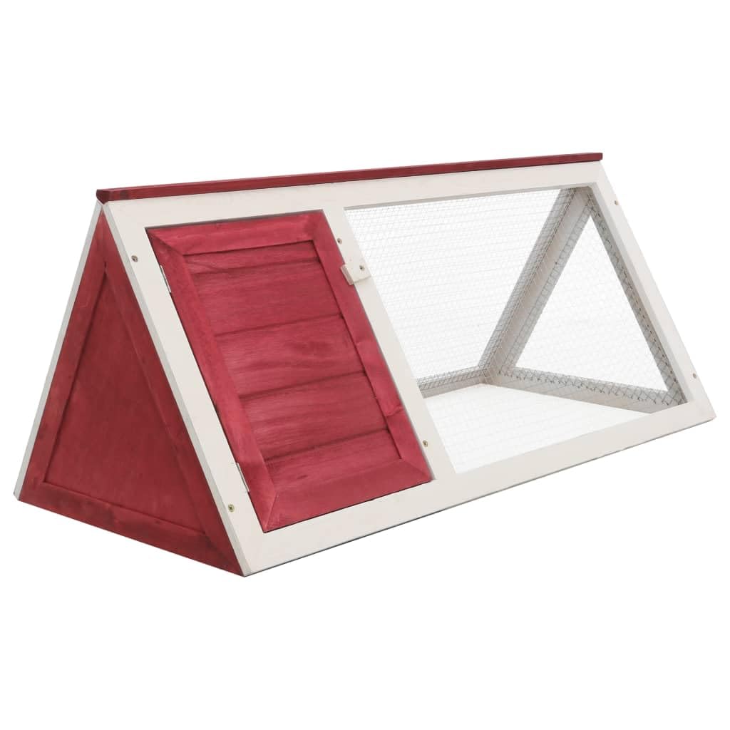 vidaXL - Deluxe Wooden Rabbit Cage - Red & White Outdoor Pet Enclosure - Iron Wire Mesh Design - Premium Treated Fir Wood - Easy