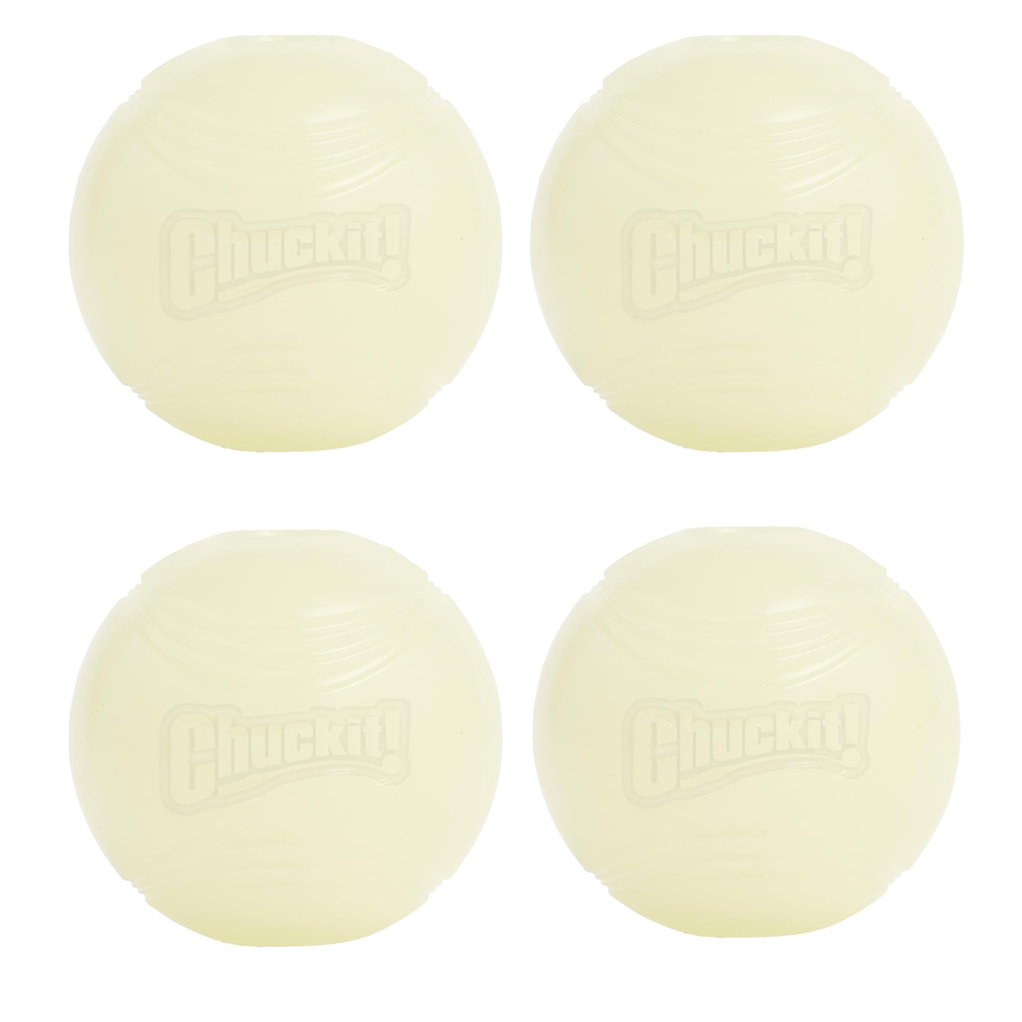 Chuckit! Glow In The Dark Bouncy Balls - Ball For Dogs, Chuckit Dog Toy, Max Glow Balls - Medium, 2.5 Inch, Pack Of 4