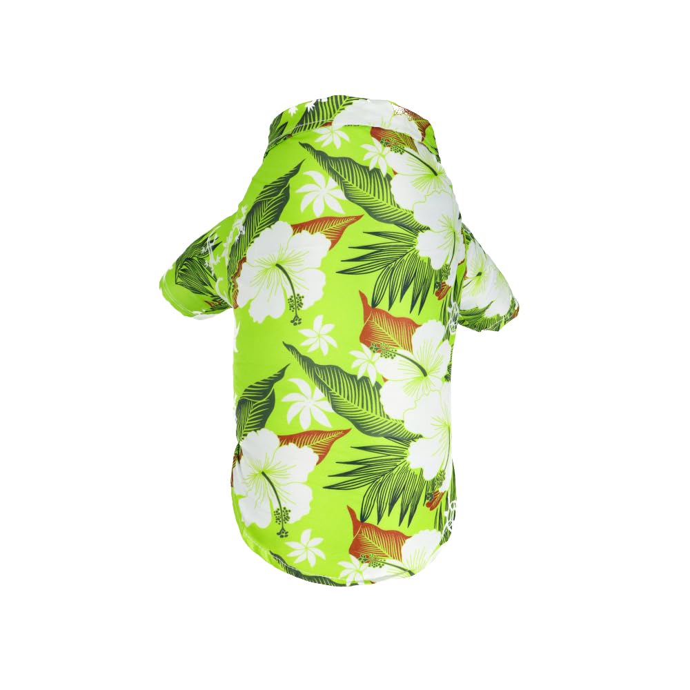 Lhyz Park Hawaiian Beach Print Pet Dog Cat T-Shirts Cute For Small To Medium Dog Cats Cool Summer Vest Camp Shirt Clothes (Green