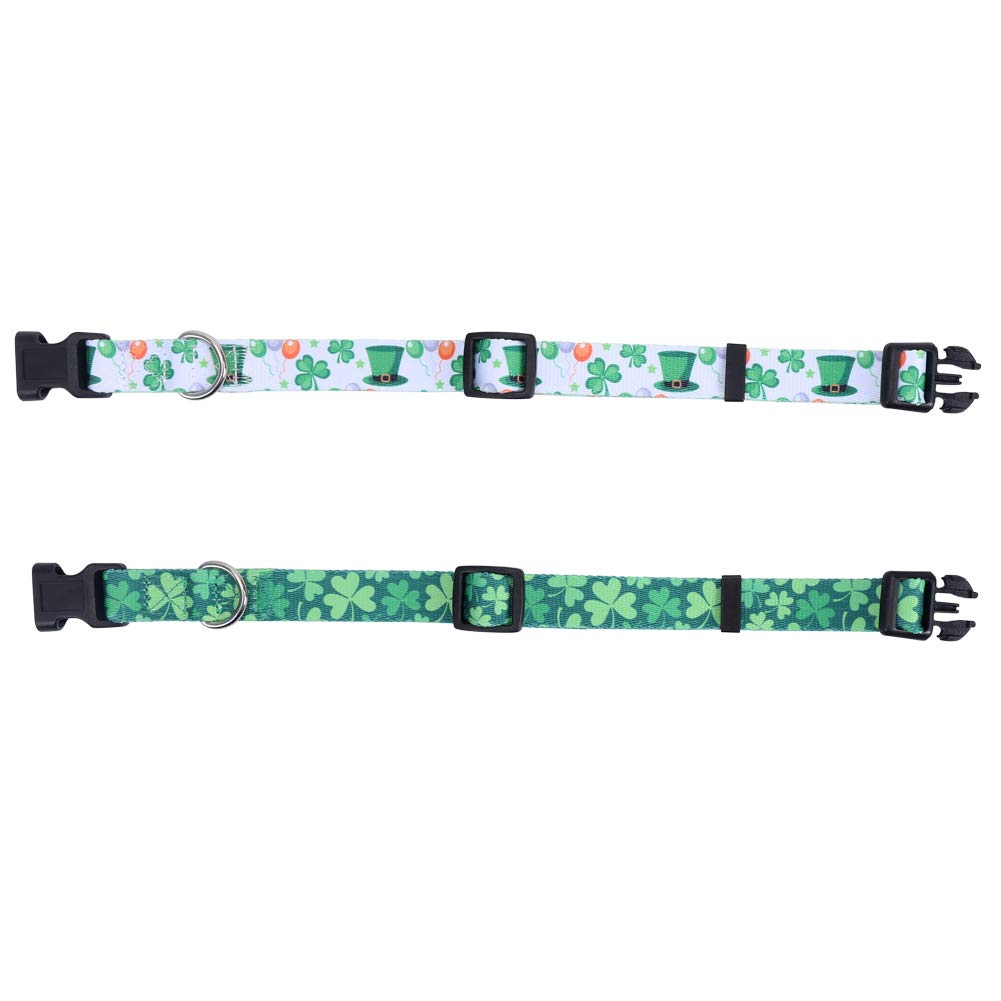 2 Pack St.Patrick'S Day Dog Collar Adjustable Four Leaf Clover Medium