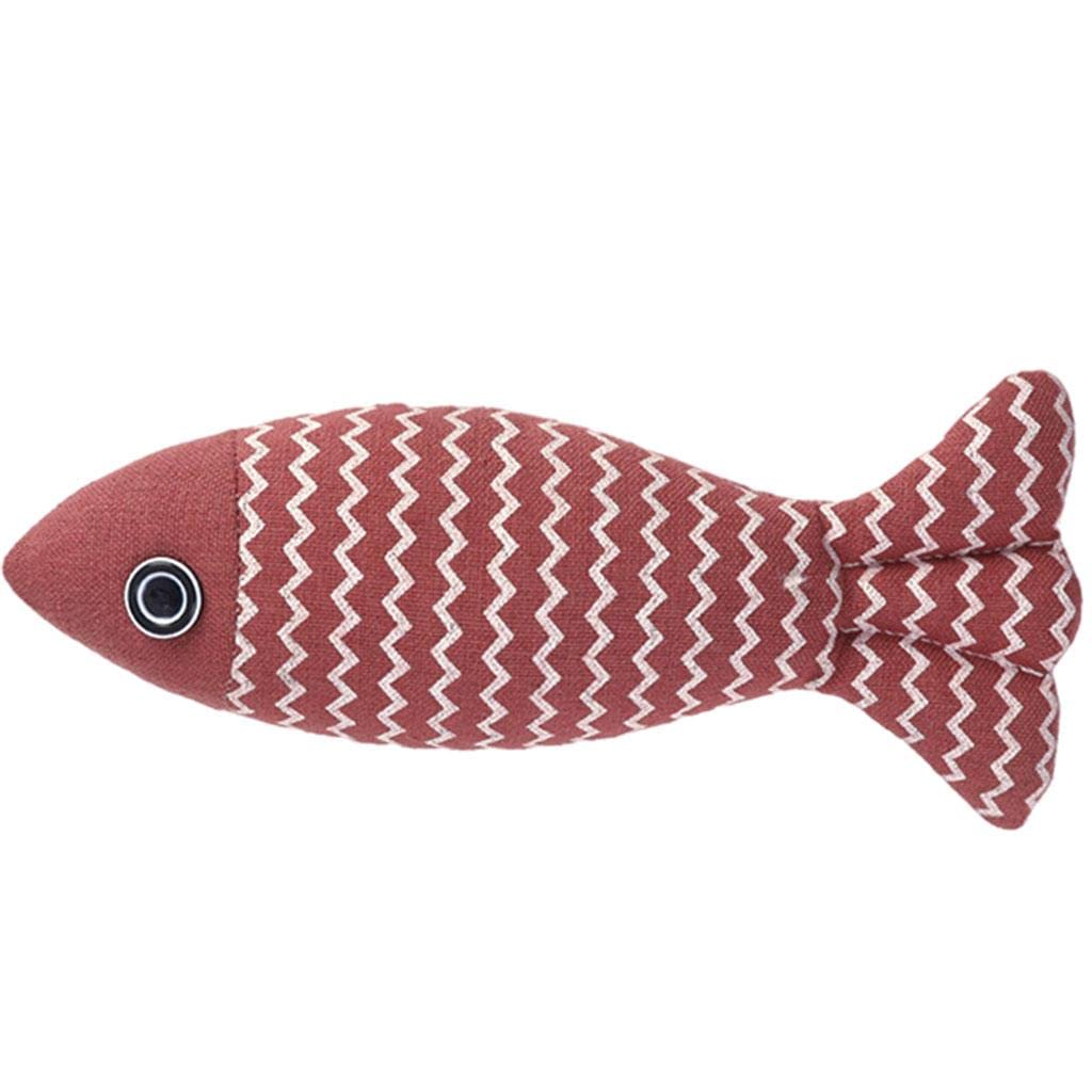 Lyla Cat Teaser Fish Throw Pillow Teeth Cleaning Toy Vivid For Indoor Jujube Red