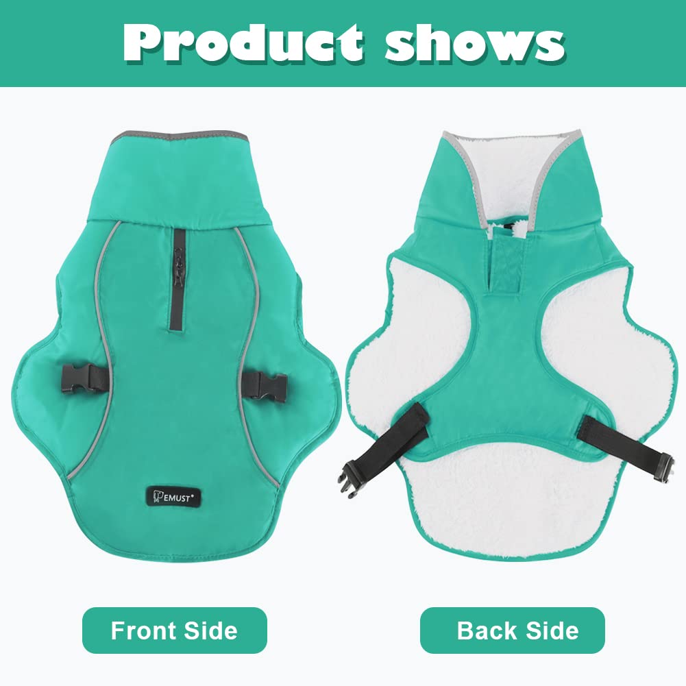 Emust Dog Jacket Winter, Cozy Windproof Dog Jacket For Cold Weather, Solid Color Dog Vests For Winter For Medium Dogs, Turquoise