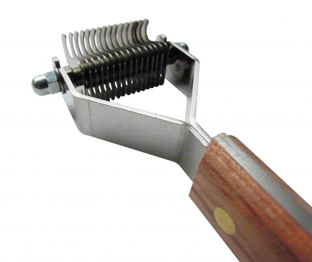 Mars Coat King Original Dematting Undercoat Grooming Rake Stripper Tool For Dogs And Cats, Stainless Steel With Wooden Handle, Made In Germany, 16-Blade