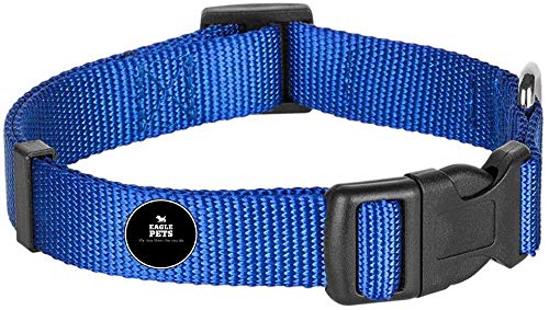 Eagle Pets Neck Nylon Collar Fully Adjustable Stylish Design Small To Medium Size Dog (Blue Small)