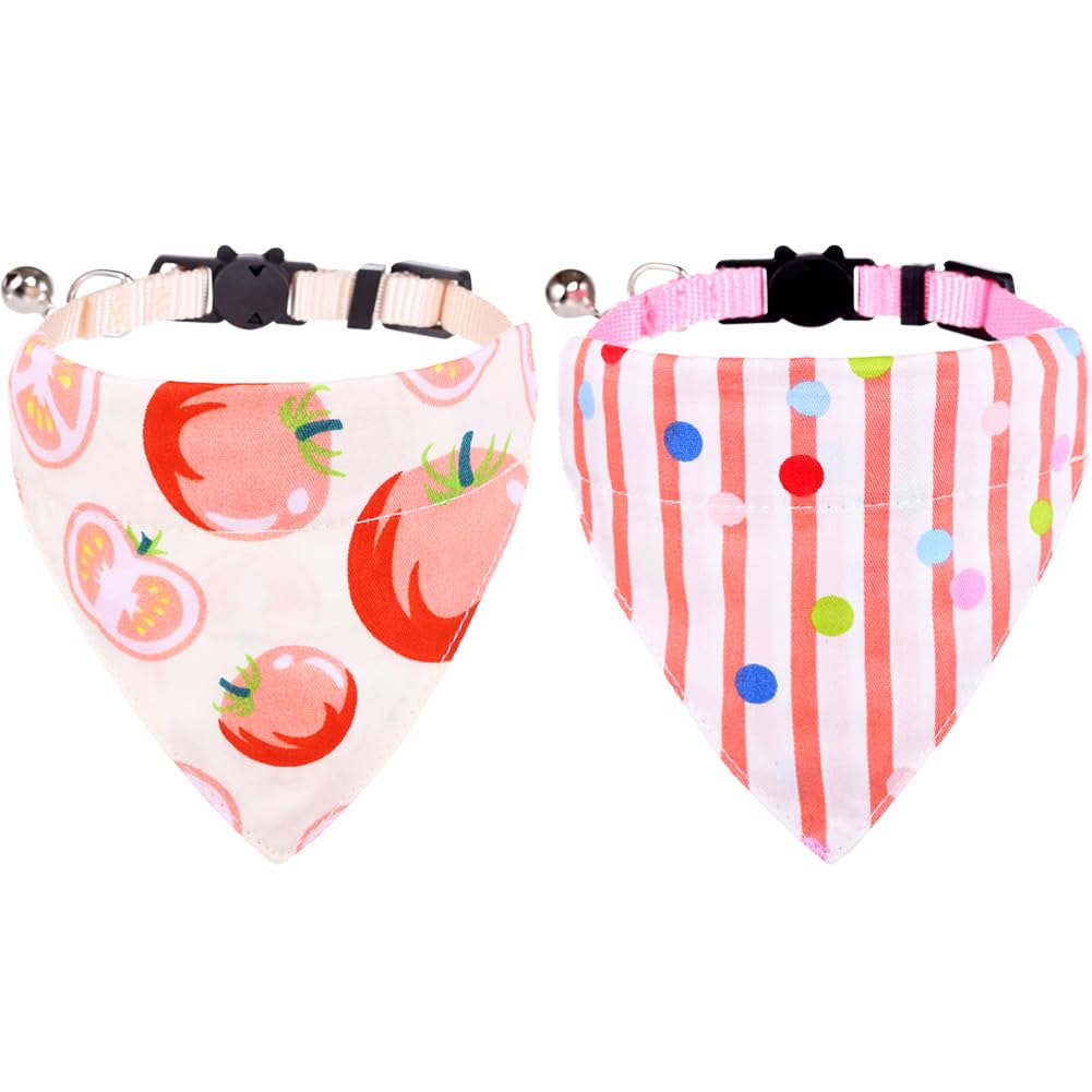 Cat Collars Breakaway With Bandana Bell Tomato Pet Kitten Adjustable For Small Dog Puppies Girl Boy