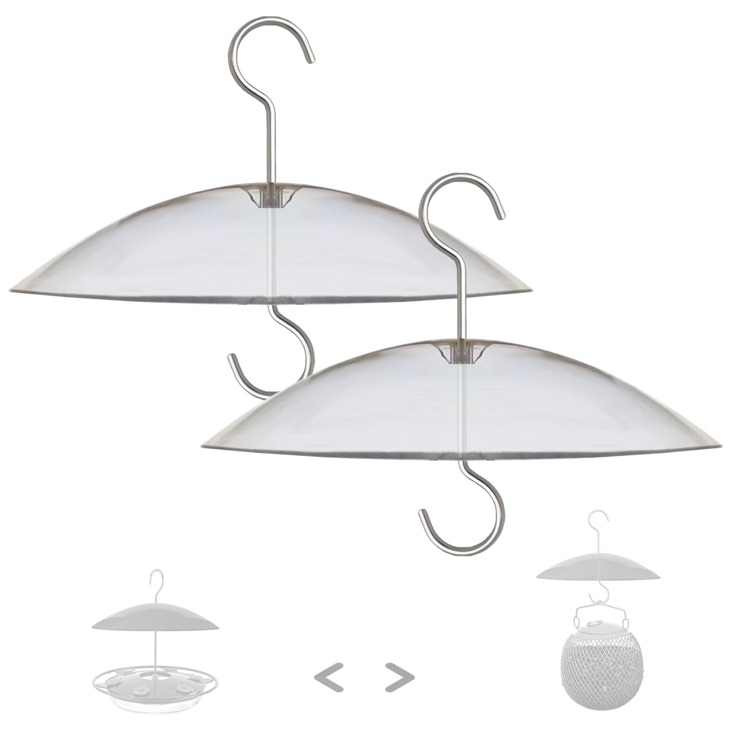 8 Mini Weather Cover for Bird Feeder - Clear 2 PC x Small Protective Dome Cover Against Rain/Snow/Sun - Dia. 20CM
