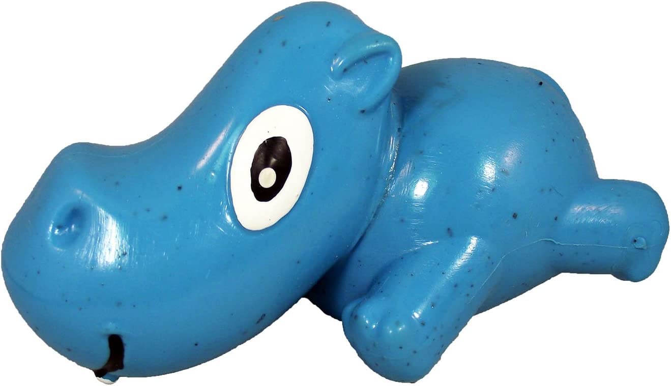 Cycle Dog Small Blue 3-Play Hippo Dog Toy with Ecolast Recycled Material - Tough & Sustainable Chew Toy for Dogs & Puppies/Treat