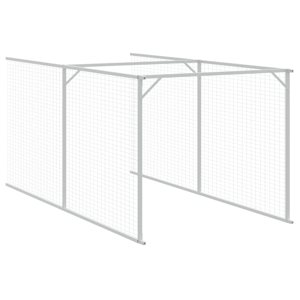 vidaXL Dog House - Light Grey Galvanised Steel Kennel with Lockable Door, 159.5"L x 46.1"W x 48.4"H, Model 3189064