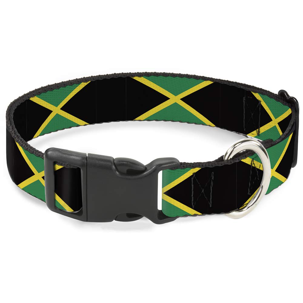 Buckle-Down Plastic Clip Collar - Jamaica Flags - 1.5 Wide - Fits 16-23 Neck - Medium