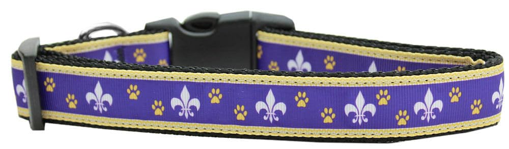 Mirage Pet Products Fleur De Lis Nylon Dog Collars, Medium, Purple & Yellow