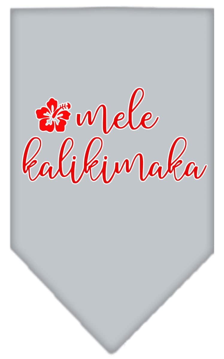 Christmas Pet and Dog Bandana Screen Printed, &quot;Mele Kalikimaka&quot; Grey Small