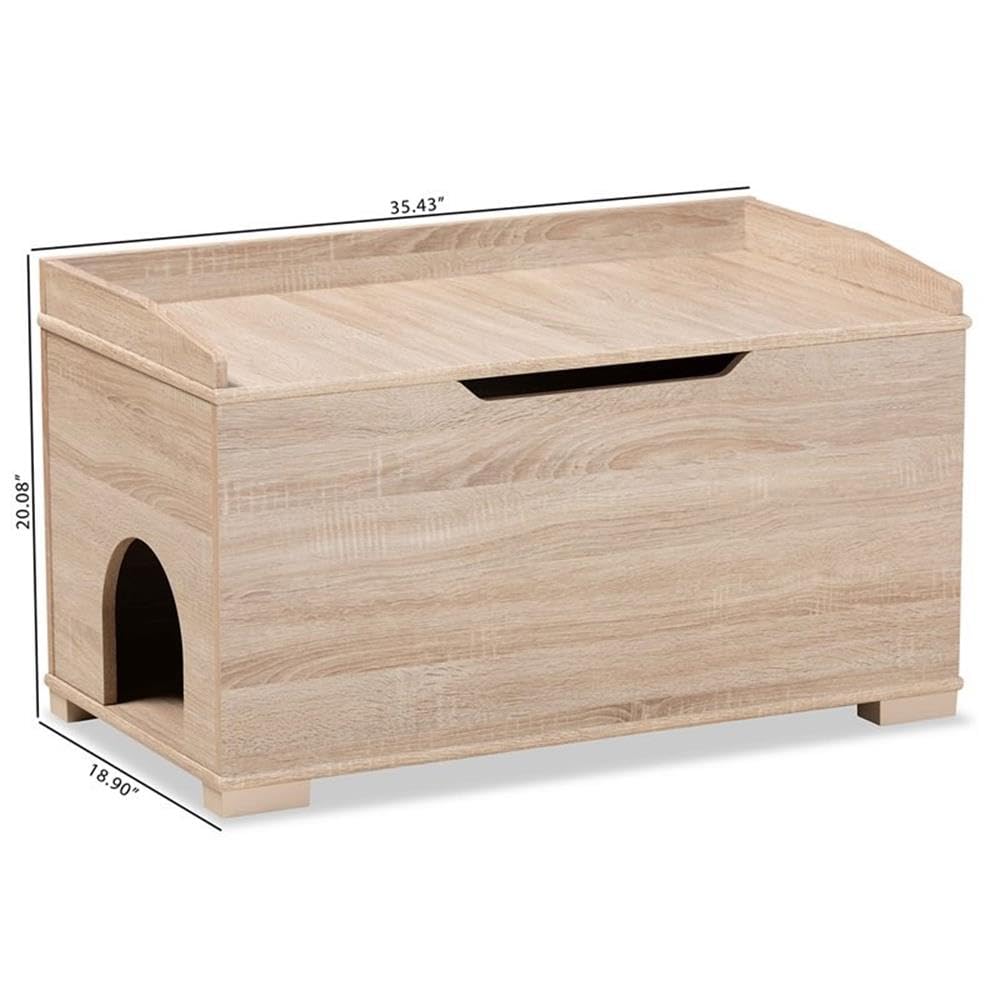 Baxton Studio Mariam Modern and Contemporary Oak Finished Wood Cat Litter Box Cover House