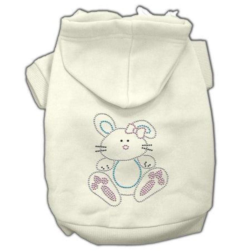 Mirage Pet Products 10&quot; Bunny Rhinestone Hoodies, Small, Cream